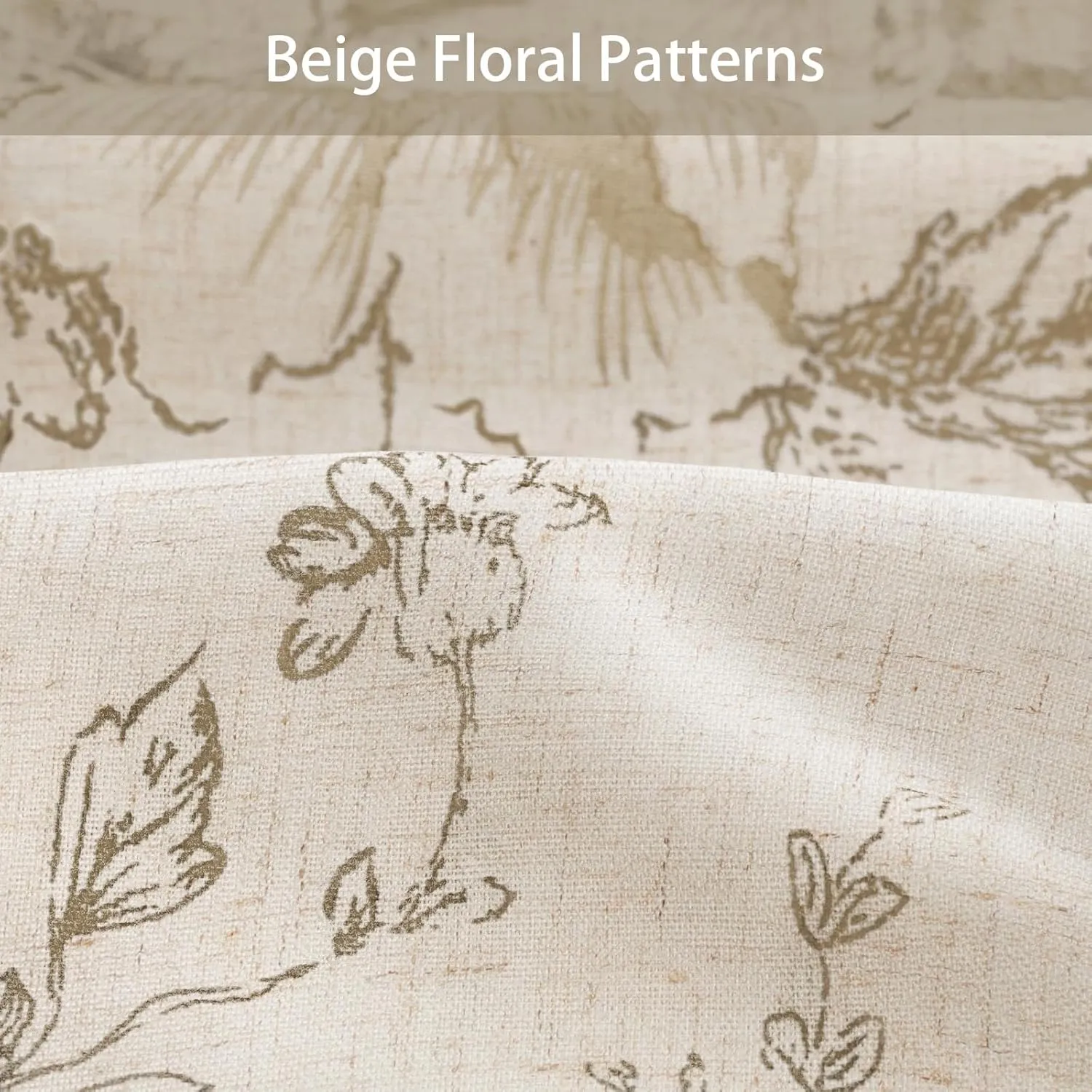 Awellife Farmhouse Vintage Shower Curtain Beige Pattern Floral Linen Rustic Tattoo Shower Curtains for Bathroom, Tan Taupe, 72 Wx72 L