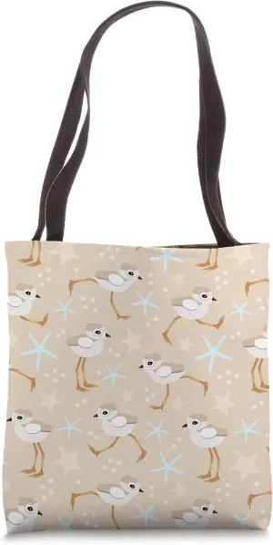 Baby Piping Plovers with Starfish Tote Bag