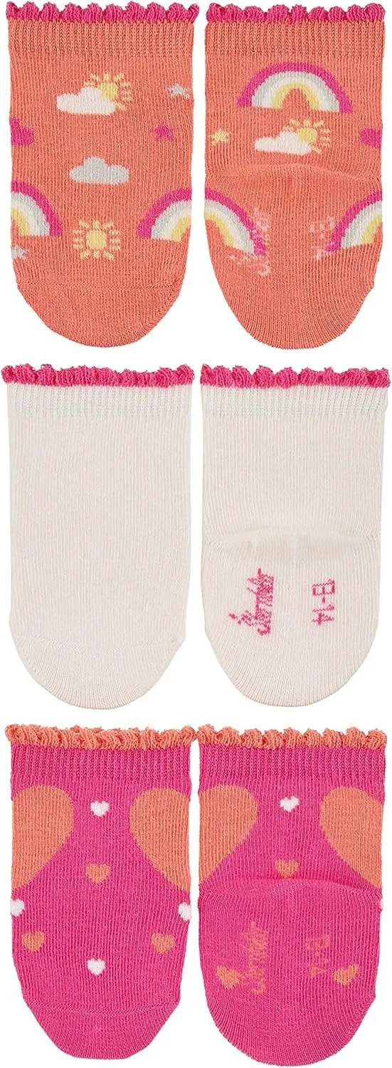Baby Socks for Girls, Pack of 3, Rainbow Socks, Ecru, 16, ecru, 16