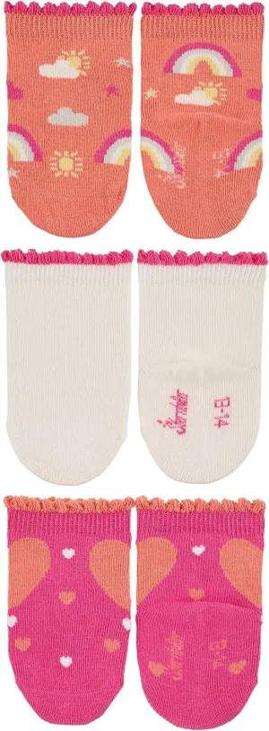 Baby Socks for Girls, Pack of 3, Rainbow Socks, Ecru, 16, ecru, 16