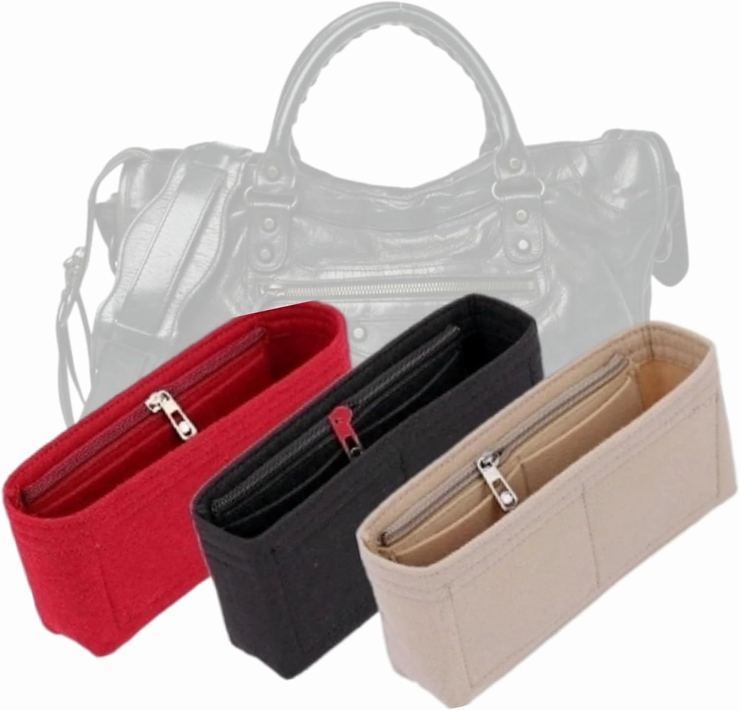 Bag Organizer for Balenciaga Classic City Handbag(38L x 25H x 13D cm)|Handmade Custom Bag Insert|2mm Felt Bag Liner|Women Handbag Shaper (Black, Style A: Exposure)