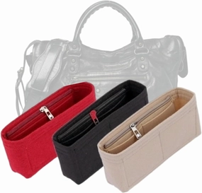 Bag Organizer for Balenciaga Classic City Handbag(38L x 25H x 13D cm)|Handmade Custom Bag Insert|2mm Felt Bag Liner|Women Handbag Shaper (Black, Style A: Exposure)