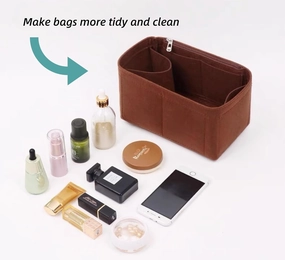 Bag Organizer for Hermes Bride A Brace Case (25L x 21H x 14D cm)|Handmade Custom Bag Insert|2mm Felt Bag Liner|Women Handbag Shaper (Black, Style C)