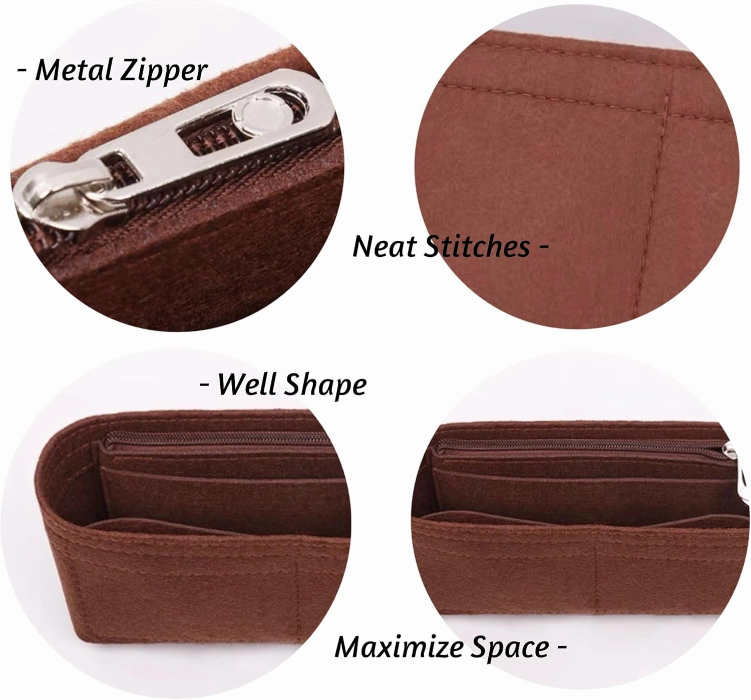 Bag Organizer for Hermes Halzan 31 Bag(31L x 20H x 10D cm)|Handmade Custom Bag Insert|2mm Felt Bag Liner|Women Handbag Shaper (Beige, Style B: Side Zipper)