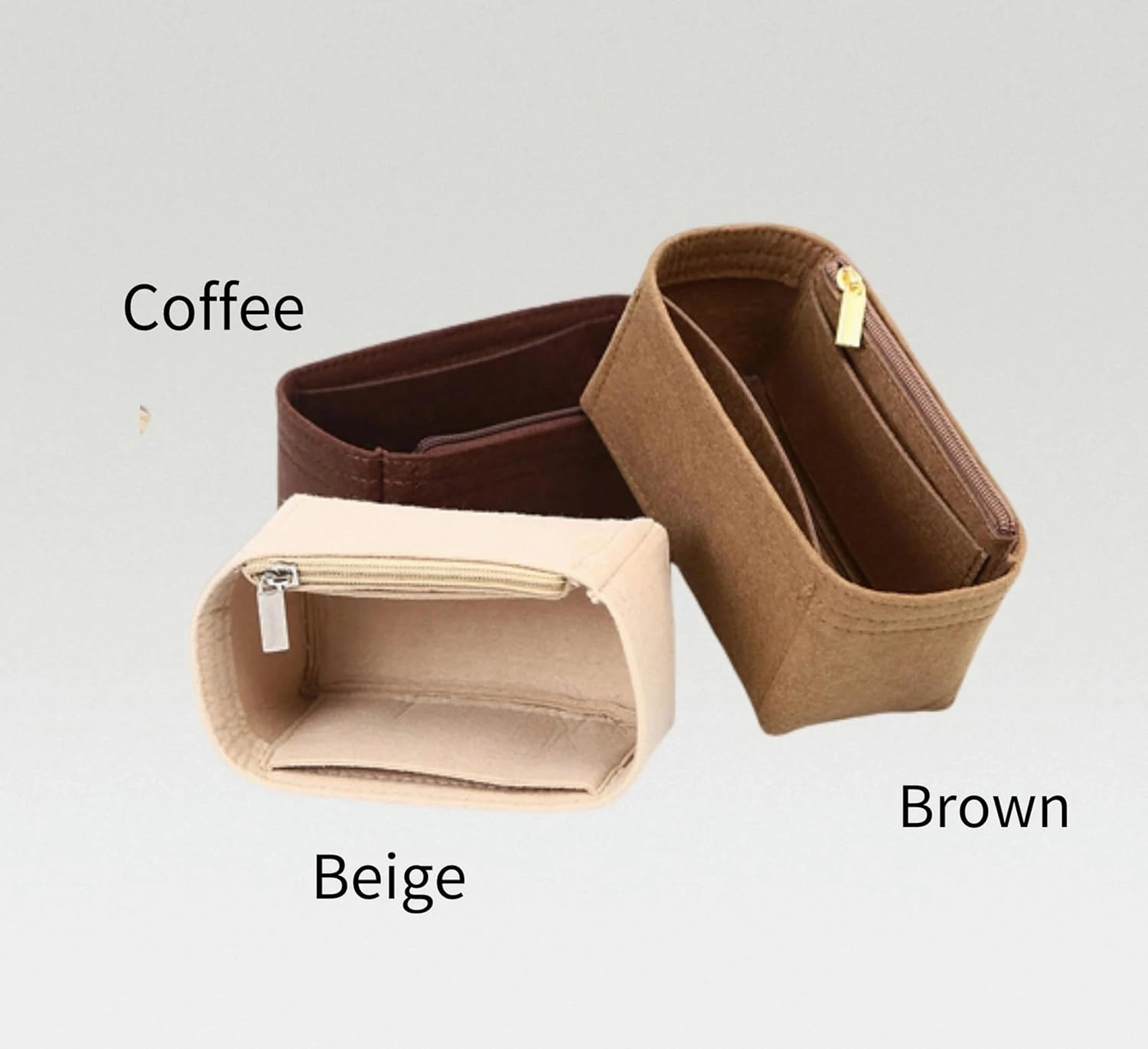 Bag Organizer for Loro Piana Extra Pocket Pouch L27 (27L x 16H x 10D cm)|Handmade Custom Bag Insert|2mm Felt Bag Liner|Women Handbag Shaper (Brown, Style B)