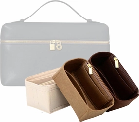 Bag Organizer for Loro Piana Extra Pocket Pouch L27 (27L x 16H x 10D cm)|Handmade Custom Bag Insert|2mm Felt Bag Liner|Women Handbag Shaper (Brown, Style B)