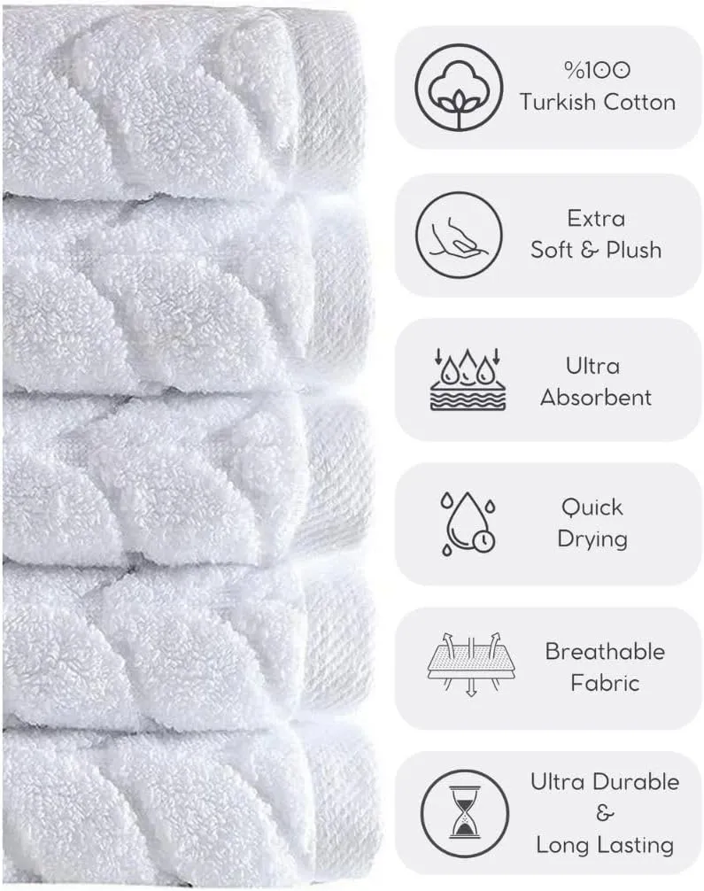BAGNO MILANO Turkish Bath Towels, Soft Plush Jacquard Luxury Bath Towels, Quick Dry Towel Set (Coral Red, 6 pcs Towel Set)