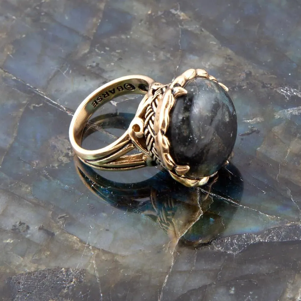 Barse Jewelry Black Labradorite and Golden Statement Ring