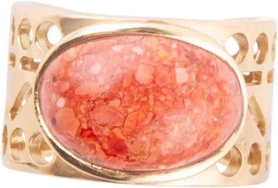 Barse Jewelry Pharoah Orange Sponge Coral and Golden Bronze Ring