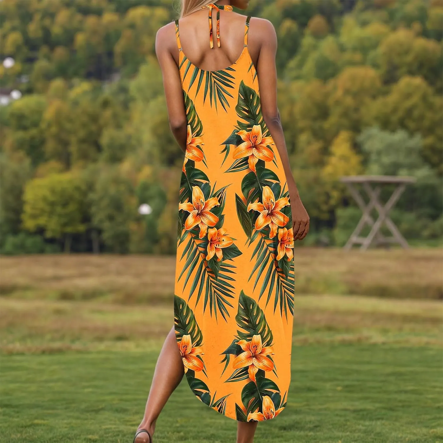 Beach Dresses for Women 2025 Vacation Spring Boho Floral Long Sundress Summer Flowy Sleeveless Casual Maxi Dress