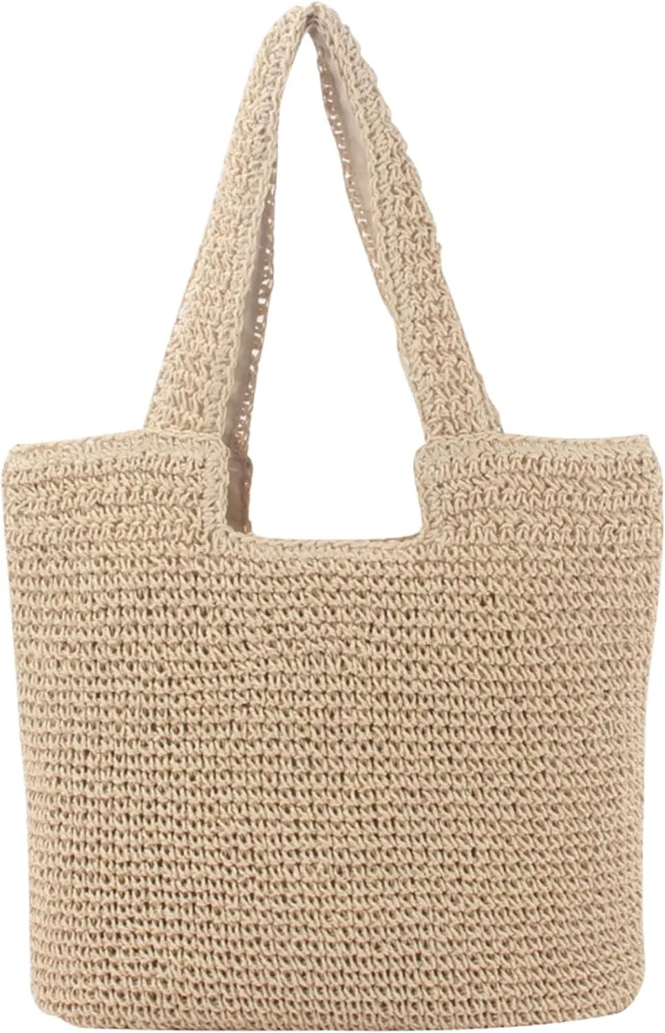 Beach Tote Bag for Women Weaving Casual Retro Bag with Zipper Closure Soft Large Shoulder Handbag Purse for Summer Travel Vacation Shopping Picnic Swim (Beige)