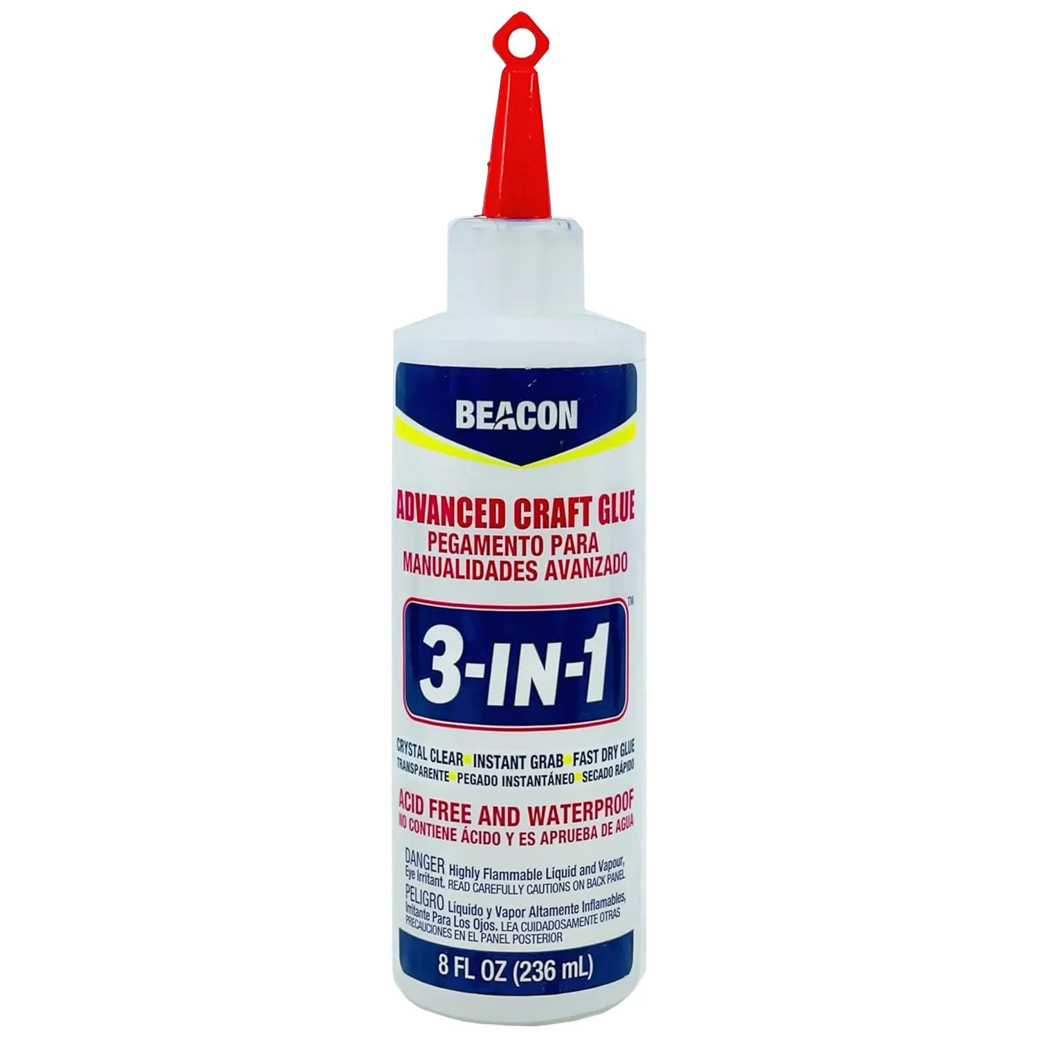 BEACON 3-in-1 Advanced Craft Glue - Fast-Drying, Crystal Clear Adhesive for Wood, Ceramics, Fabrics, and More, 8-Ounce