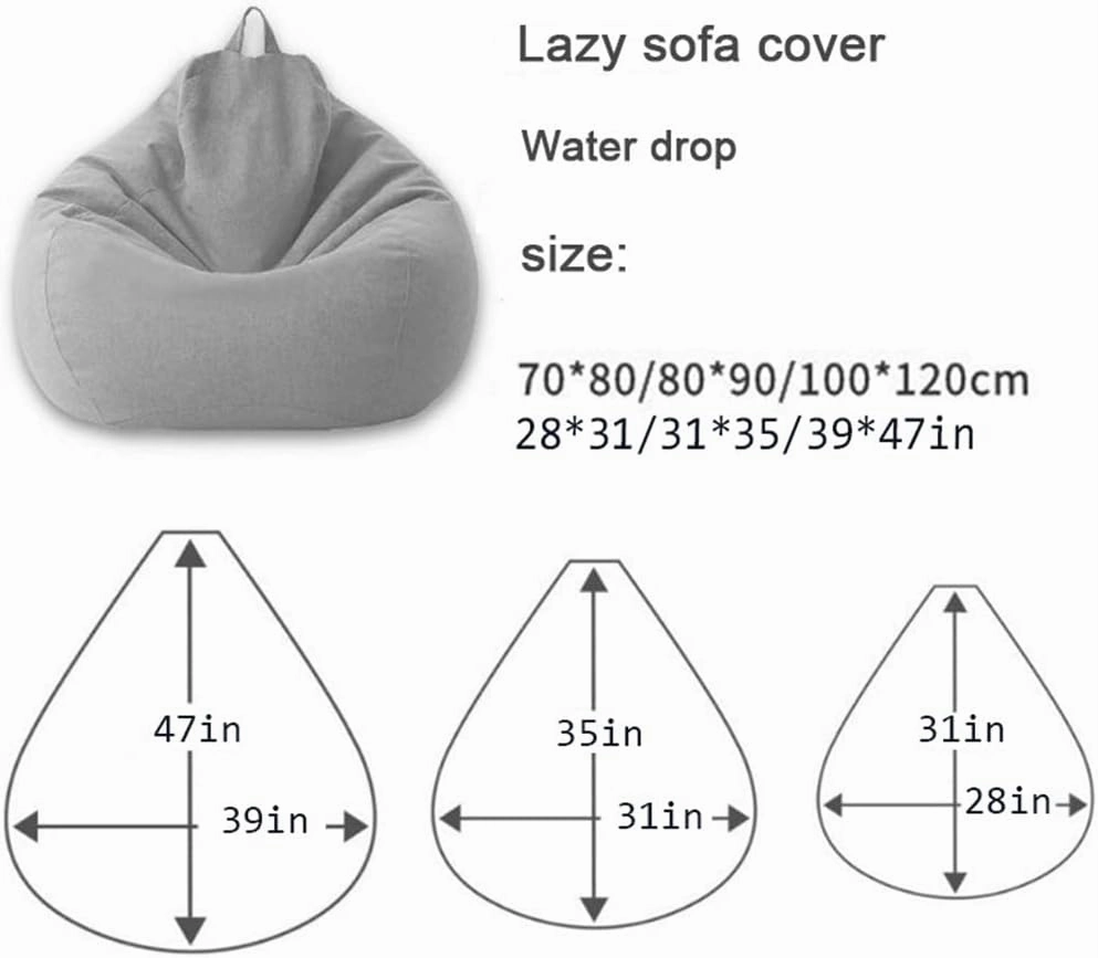Bean Bag Chair Big Lazy Sofas Cover Beanbag Sofa Cover No Filler Bean Bag Chair Pouf Bed Futon Seat Tatami Puff Relax Lounge Furniture Decorate (Color : Black-, Specification : 80X90cm)