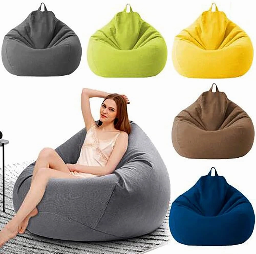 Bean Bag Chair Big Lazy Sofas Cover Beanbag Sofa Cover No Filler Bean Bag Chair Pouf Bed Futon Seat Tatami Puff Relax Lounge Furniture Decorate (Color : Black-, Specification : 80X90cm)