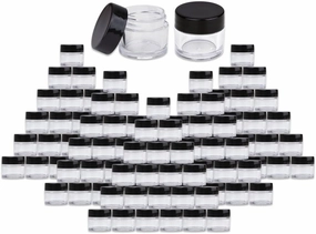 Beauticom High-Graded Quality 7 Grams/7 ML (Quantity: 1200 Pieces) Thick Wall Clear Plastic LEAK-PROOF Jars Container with Black Lids for Cosmetic, Lip Balm, Lip Gloss, Creams, Lotion, Liquid