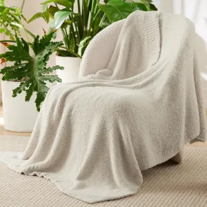 Bedsure Knit Throw Blanket for Couch - Super Soft, Cozy & Warm Fluffy Blanket, Breathable, Lightweight for Bed & Sofa, Beige, 50x60 Inches