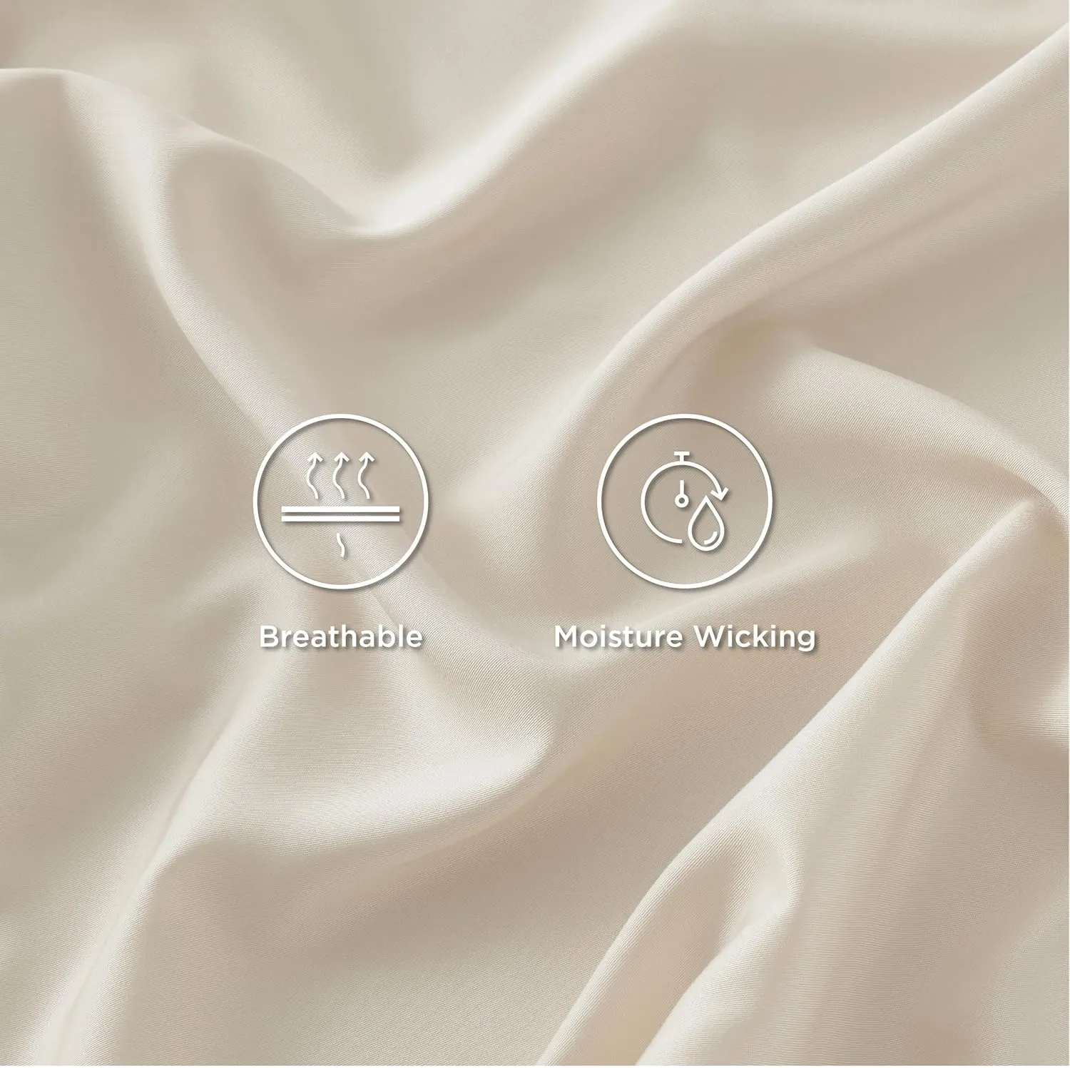 Bedsure Queen Sheet Set, Cooling Sheets for Queen Size Bed Set, Rayon Derived from Bamboo, Breathable & Soft Deep Pocket, Hotel Luxury Silky Bedding, Bedsheet & Pillowcases, Light Beige