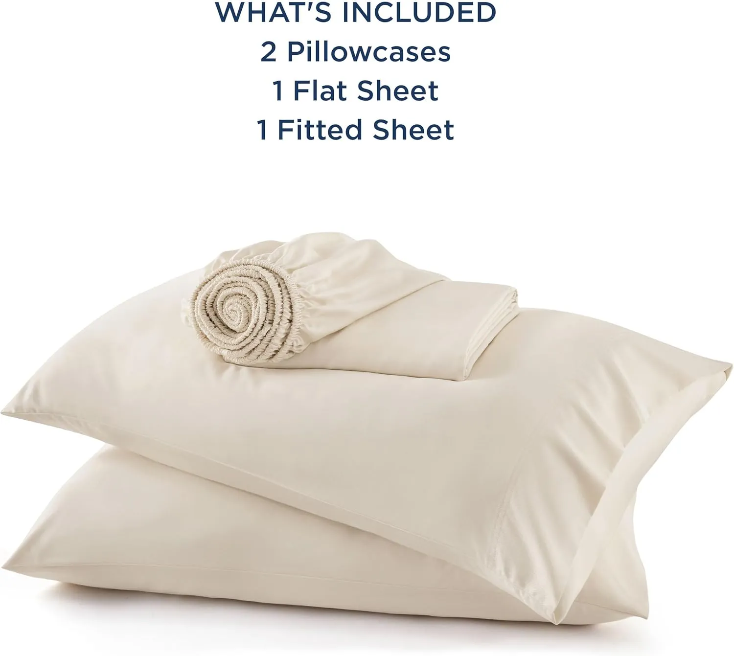 Bedsure Queen Sheet Set, Cooling Sheets for Queen Size Bed Set, Rayon Derived from Bamboo, Breathable & Soft Deep Pocket, Hotel Luxury Silky Bedding, Bedsheet & Pillowcases, Light Beige