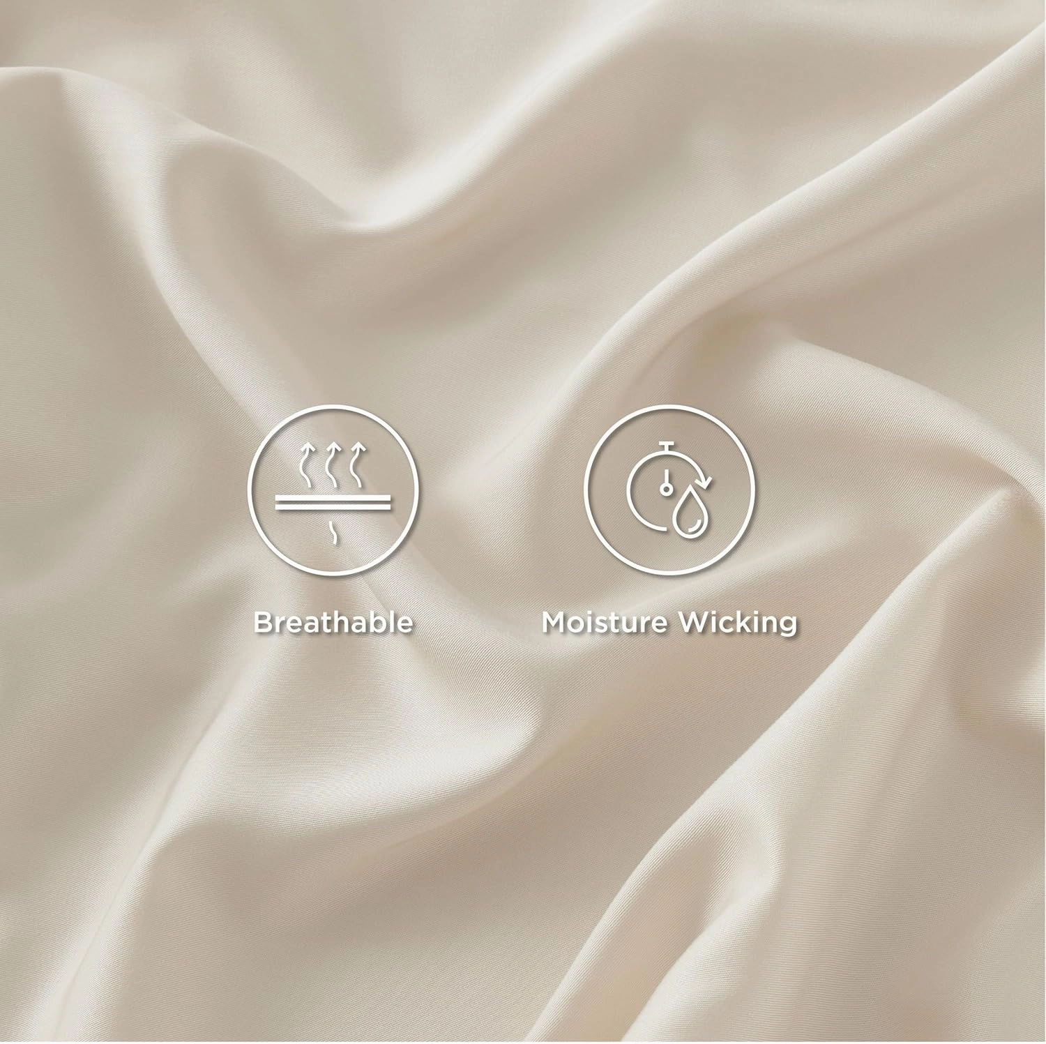 Bedsure Queen Sheet Set, Cooling Sheets for Queen Size Bed Set, Rayon Derived from Bamboo, Breathable & Soft Deep Pocket, Hotel Luxury Silky Bedding, Bedsheet & Pillowcases, Light Beige