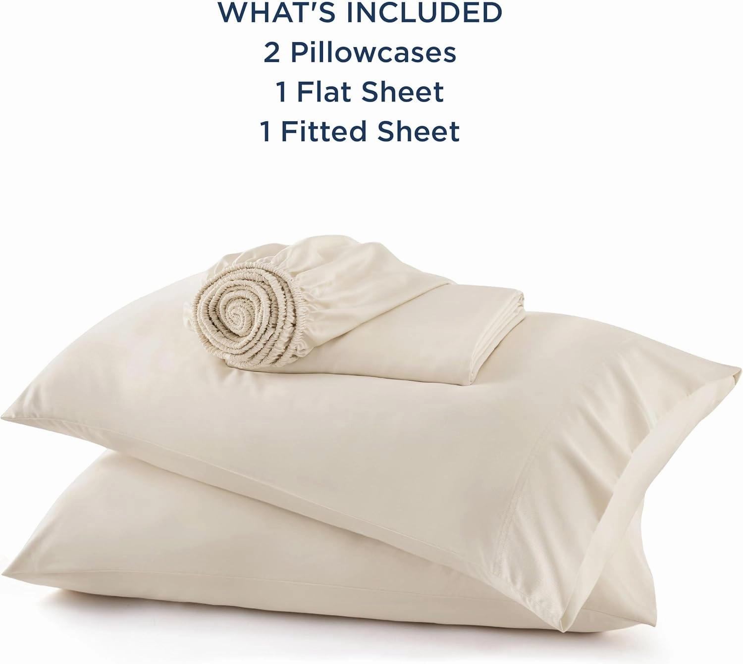 Bedsure Queen Sheet Set, Cooling Sheets for Queen Size Bed Set, Rayon Derived from Bamboo, Breathable & Soft Deep Pocket, Hotel Luxury Silky Bedding, Bedsheet & Pillowcases, Light Beige