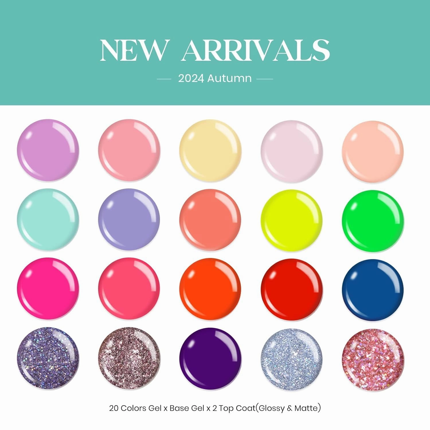 Beetles Gel Nail Polish Kit Summer Gel Nail Polish Set 20 Colors with Base Top Coat Neon Hot Pink Green White Nude Glitter 23Pcs UV Soak Off Manicure Gifts for Mom Neon City