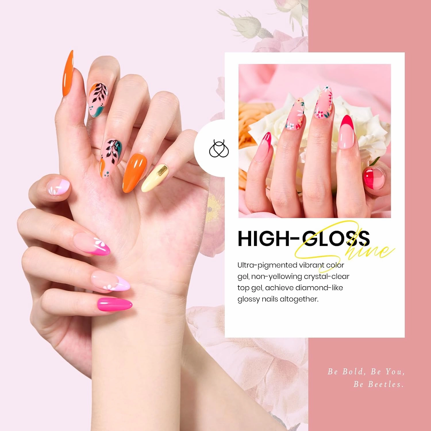 beetles Gel Polish Set 36 Colors Verse of Flower Collection Spring Summer Gel Nail Polish Pink Red Green Blue Gel Polish with 3Pcs Base Top Coat Soak off UV Gel & Nail Art Stickers Gifts for Women