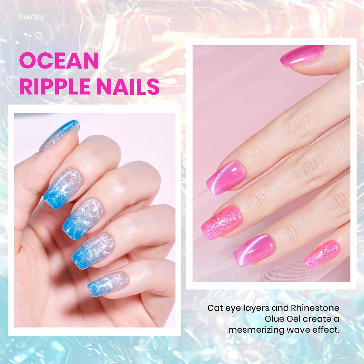 Beetles Neon Jelly Gel Nail Polish Kit,20 Colors Summer Cat Eye Glitter Soak Off UV LED Gel Nail Kit Pink Orange Blue Sunbeam Jelly with Base Matte Top Coat for DIY Nail Art Lovers & Professionals