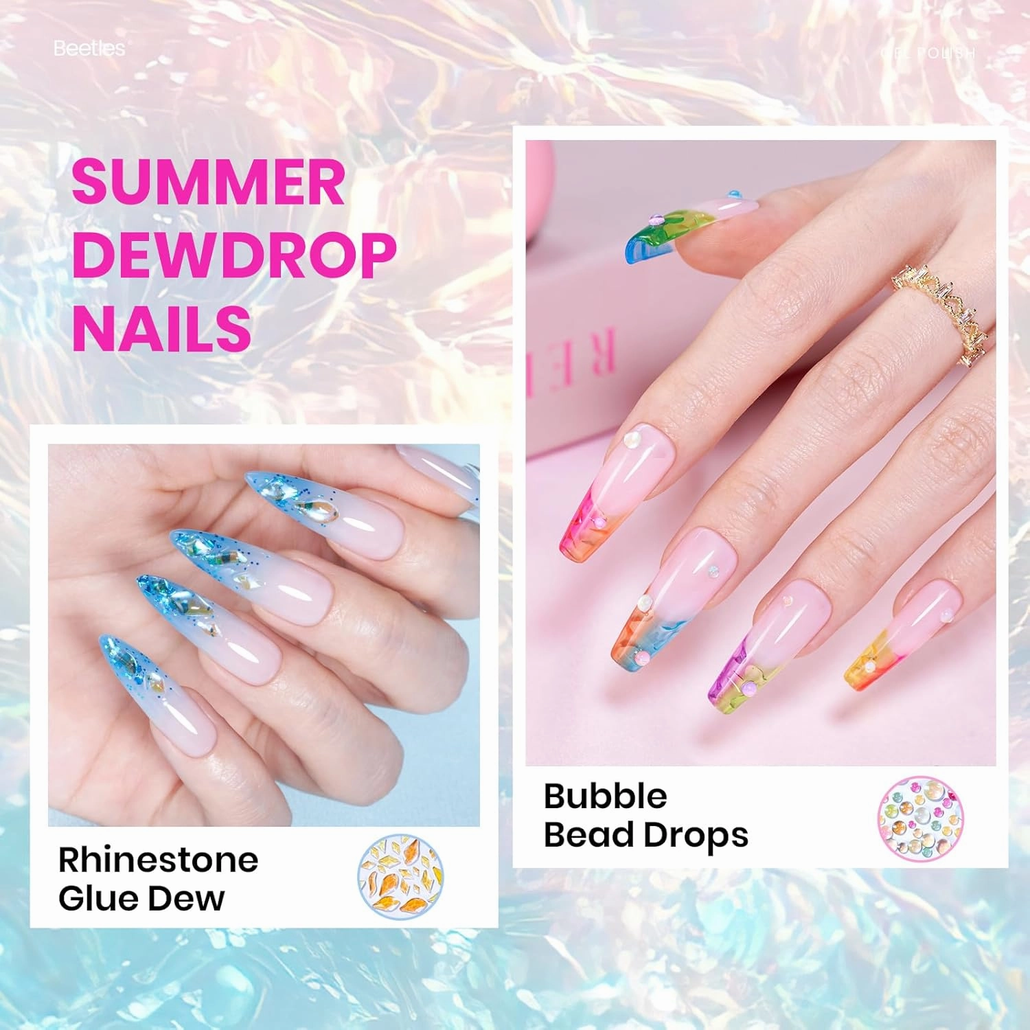 Beetles Neon Jelly Gel Nail Polish Kit,20 Colors Summer Cat Eye Glitter Soak Off UV LED Gel Nail Kit Pink Orange Blue Sunbeam Jelly with Base Matte Top Coat for DIY Nail Art Lovers & Professionals