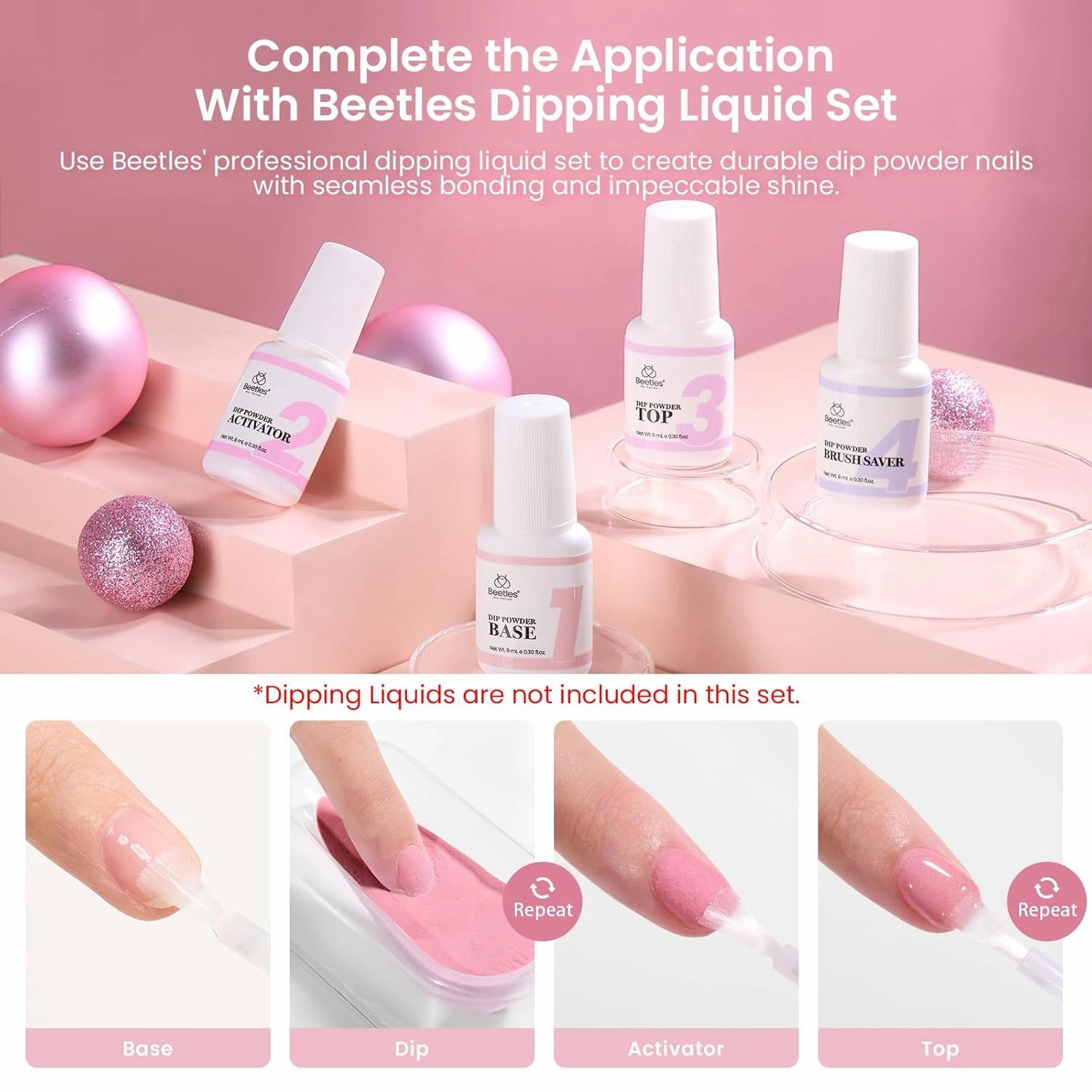 Beetles Pink Nude Dip Powder Nail Kit, 20 Colors Neutral Jelly Pink Sheer Glitter White Dip Nails Powder Starter Kit, Jelly Effect French Nail Art Starter Manicure Salon DIY Home Gift for Women