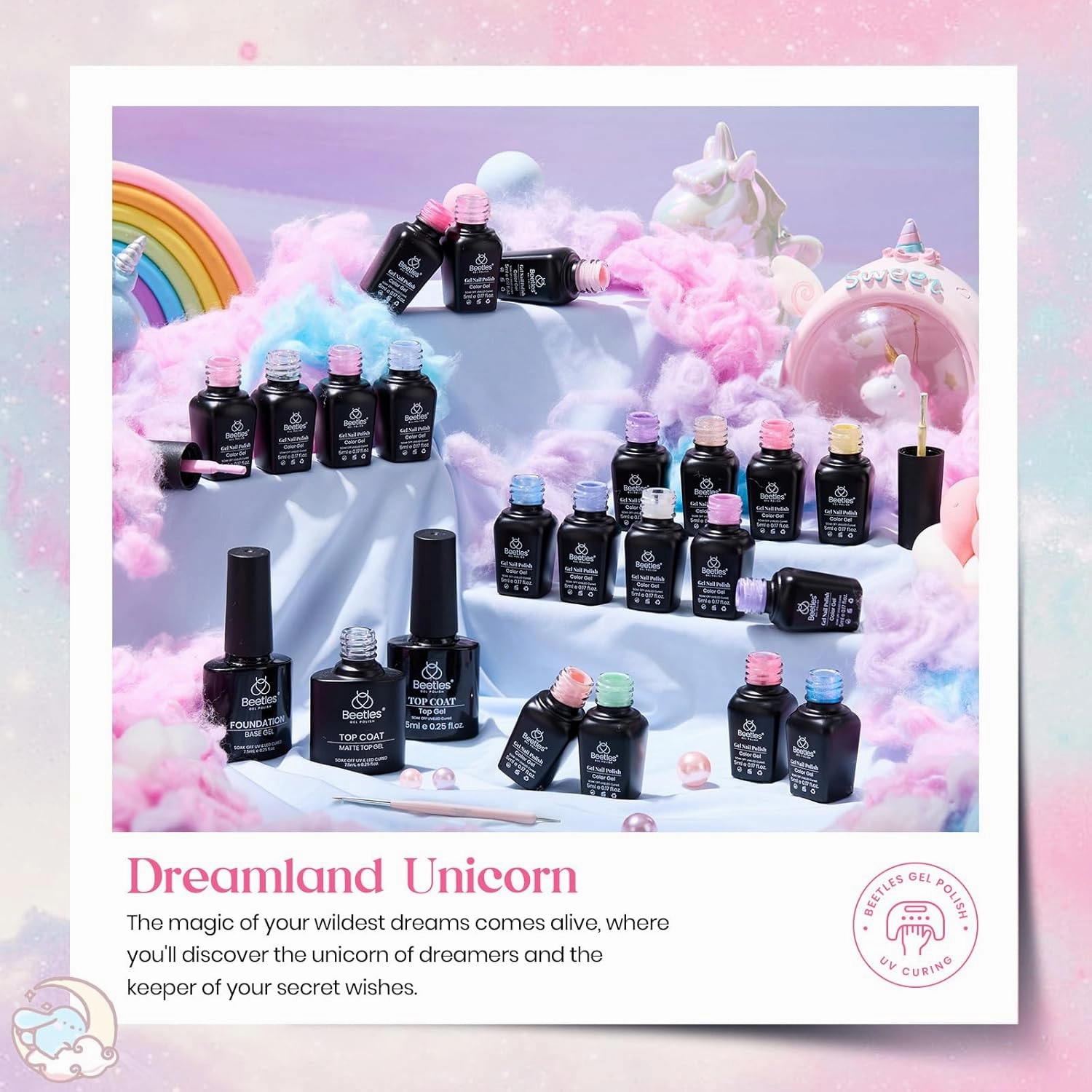 Beetles Summer Gel Nail Polish Set,24Pcs Pink Purple Pearl Pastel Blue Shimmer Chameleon Green Colors Gel Polish Kit, 3Pcs Base Top Coat and Double-ended Brush Soak off UV Nail Polish Gift for Women