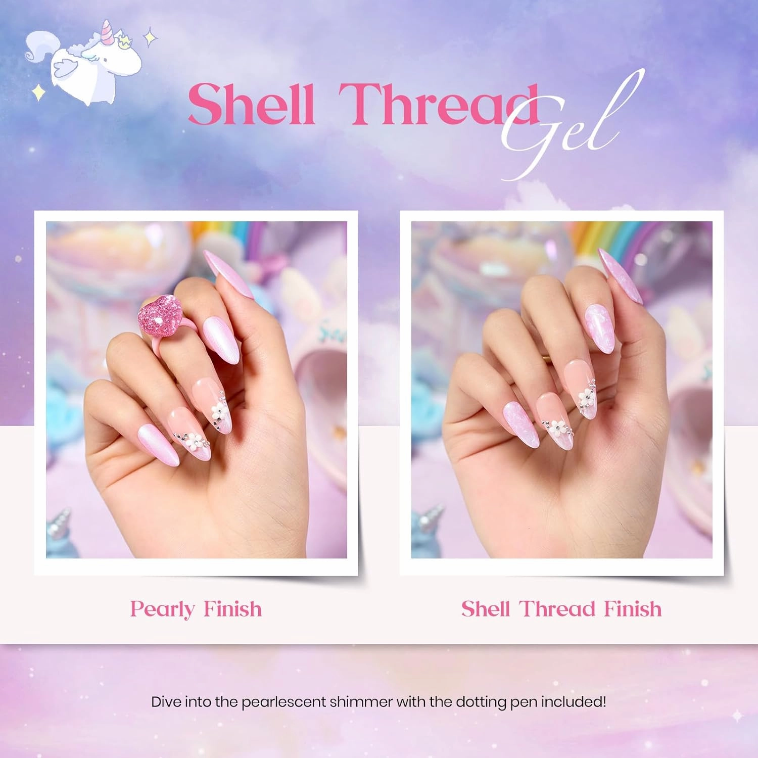Beetles Summer Gel Nail Polish Set,24Pcs Pink Purple Pearl Pastel Blue Shimmer Chameleon Green Colors Gel Polish Kit, 3Pcs Base Top Coat and Double-ended Brush Soak off UV Nail Polish Gift for Women