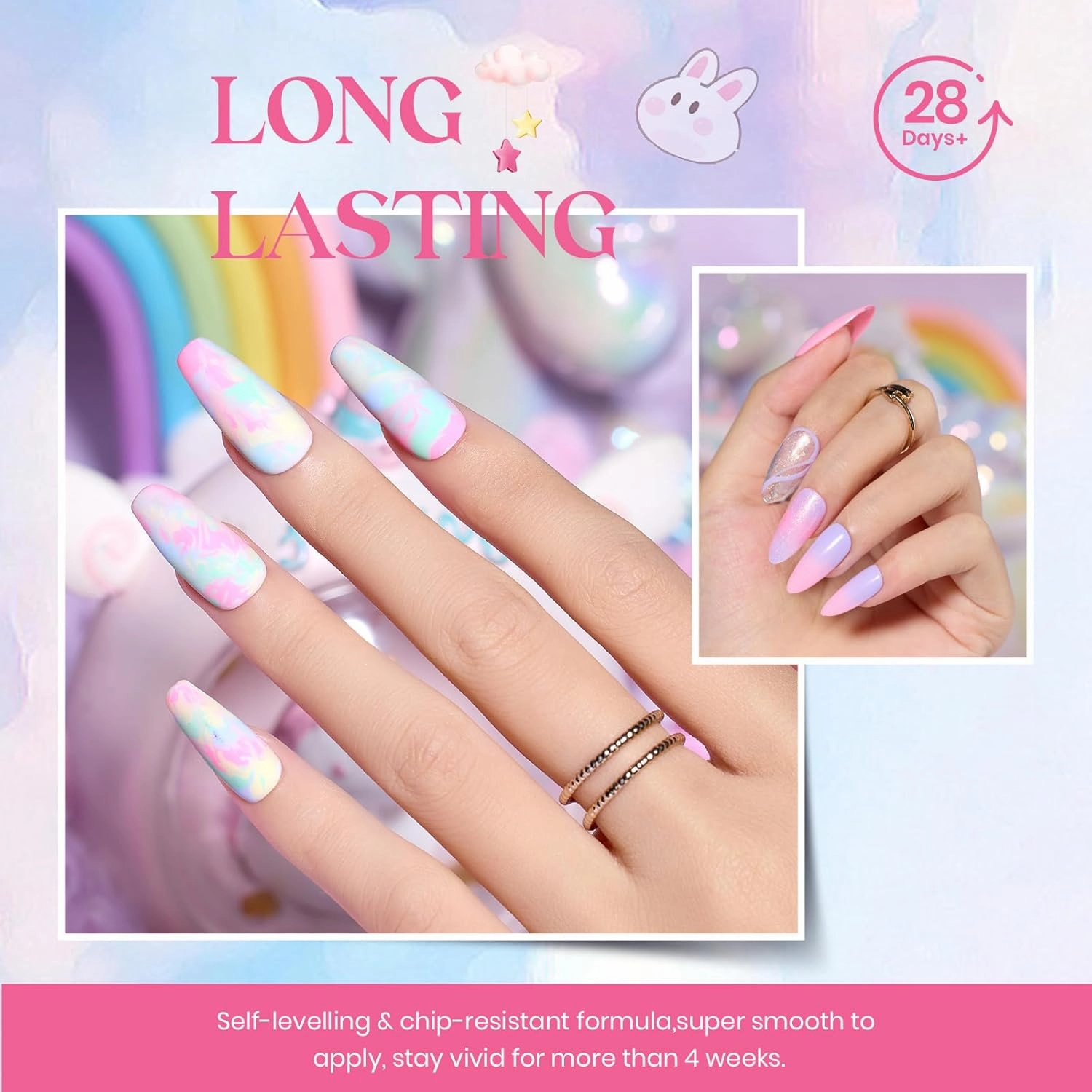 Beetles Summer Gel Nail Polish Set,24Pcs Pink Purple Pearl Pastel Blue Shimmer Chameleon Green Colors Gel Polish Kit, 3Pcs Base Top Coat and Double-ended Brush Soak off UV Nail Polish Gift for Women