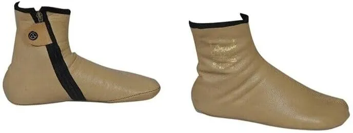 Beige Winter Leather Socks Khuff Slipper Home Shoes 100% Halal (6-12 Size) By ADEEFA ENTERPRISES. (Beige, US Footwear Size System, Adult, Women, Numeric, Medium, 10)