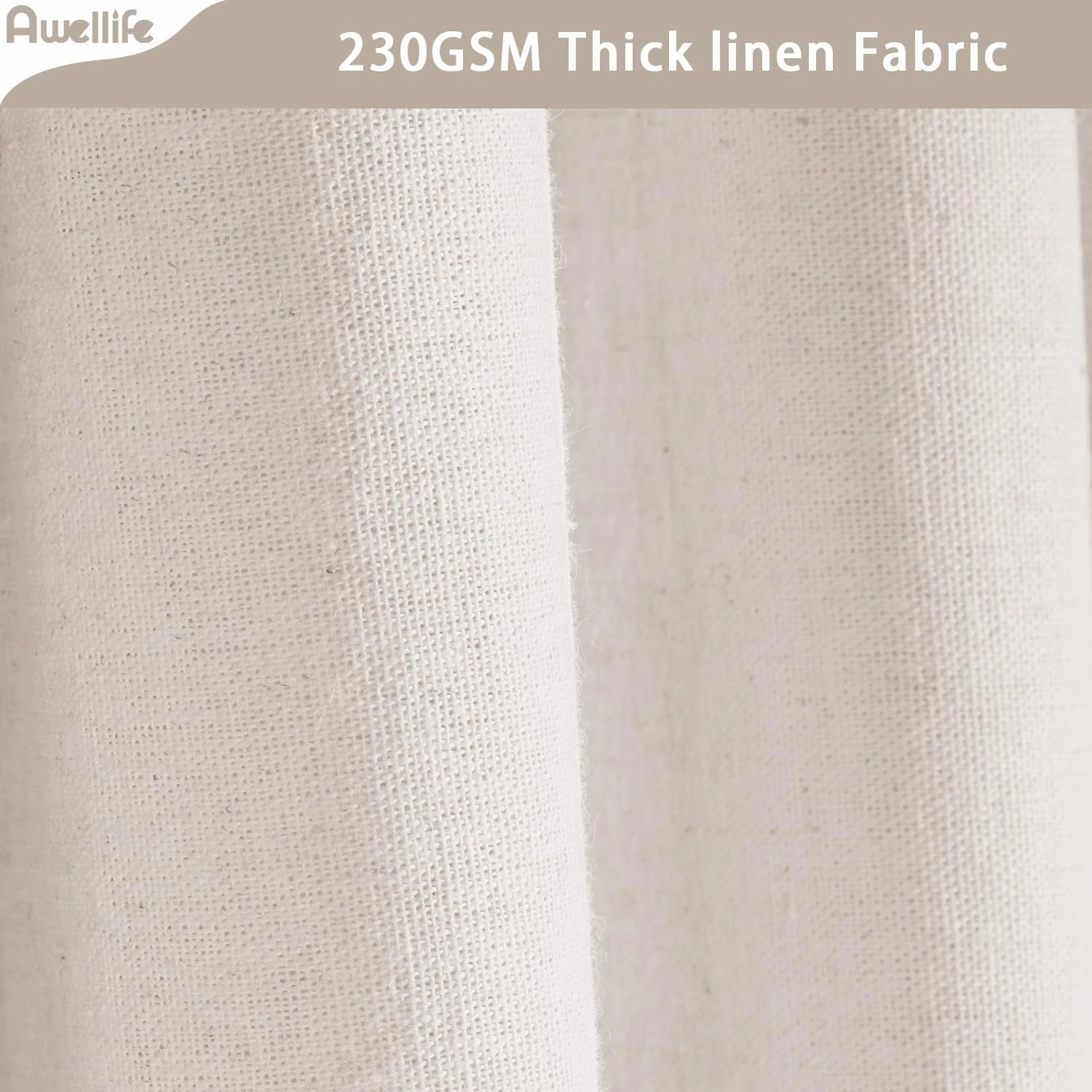 Beige Farmhouse Shower Curtain with A Ruffle Hem, Linen Shower Curtain for Bathroom, Natural,72"x72" 12 Hooks