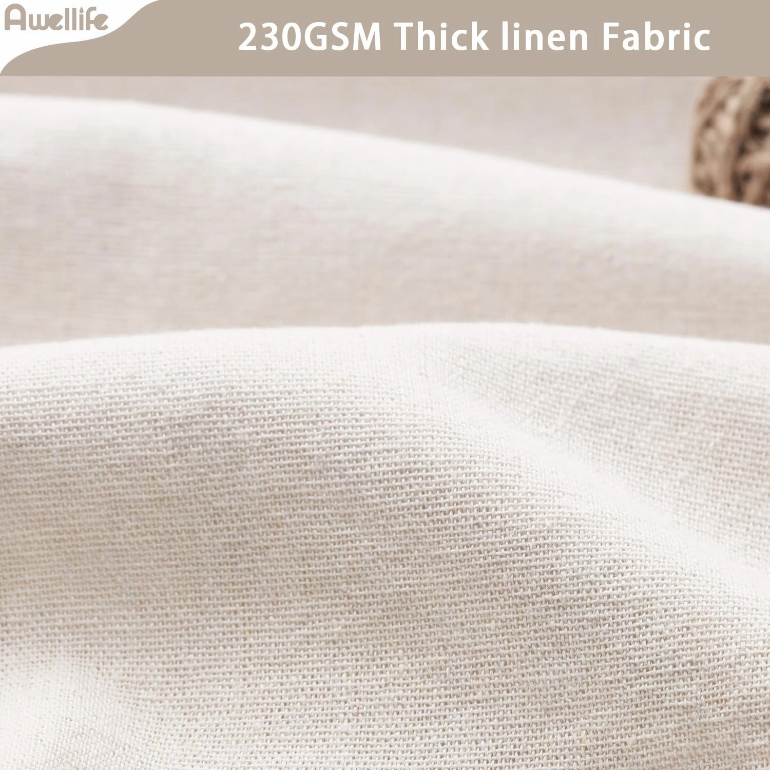Beige Farmhouse Shower Curtain with A Ruffle Hem, Linen Shower Curtain for Bathroom, Natural,72"x72" 12 Hooks