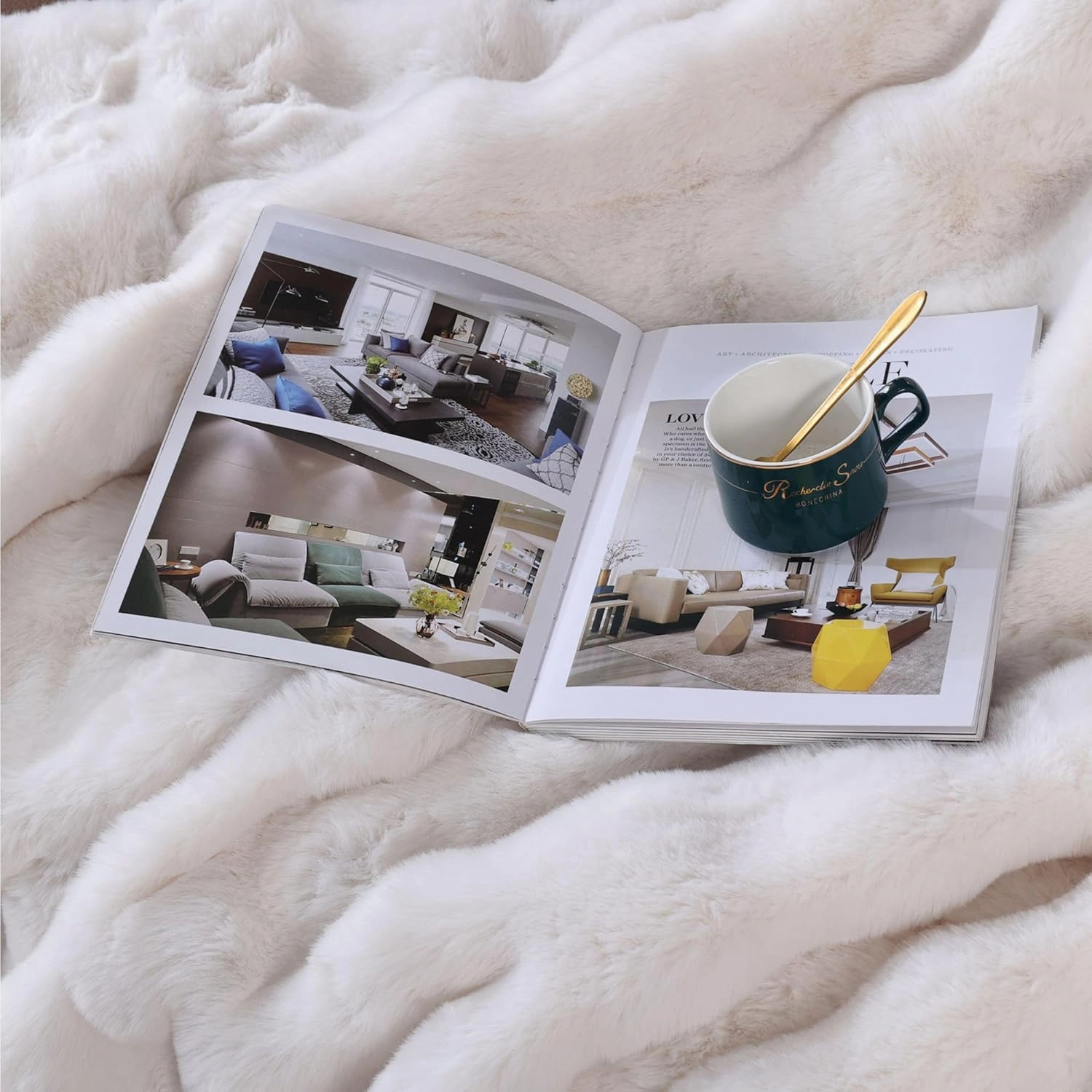 Beige Faux Fur Cozy 50x60 Throw Blanket for Bed Couch Office Chair Bunny Fluffy Blanket for Adults Soft Thick Blanket Room Decor 860 GSM