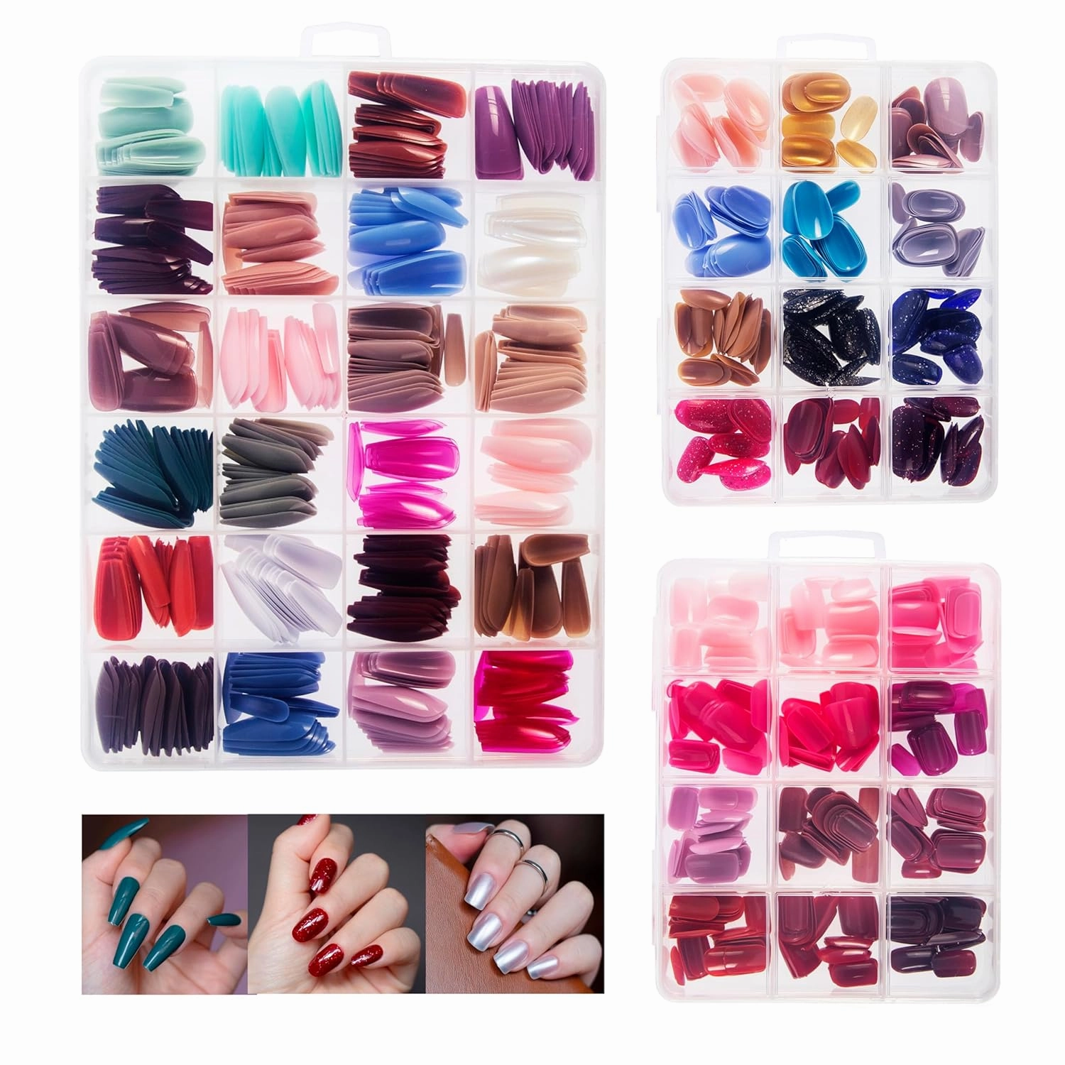 Belepack Press on Nails Sets Multiple Packs, Long Coffin Short Square Oval Cute Acrylic Press on Nails Set
