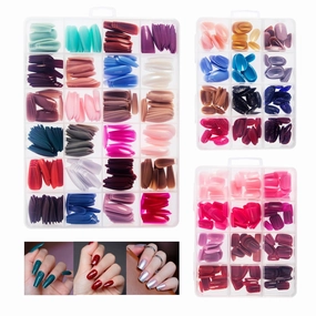 Belepack Press on Nails Sets Multiple Packs, Long Coffin Short Square Oval Cute Acrylic Press on Nails Set