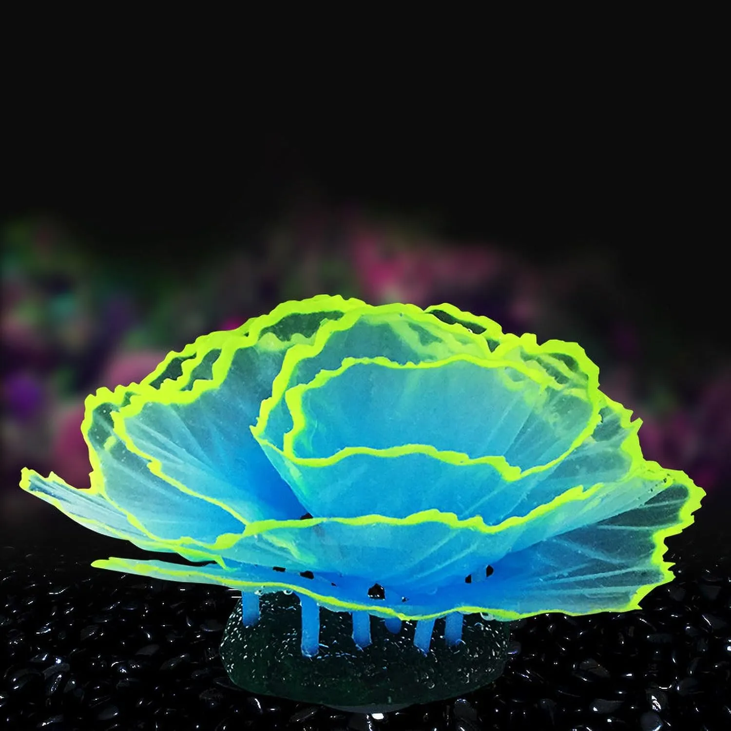 Besimple Artificial Coral Ornament Glowing Effect Resin Aquarium Plants Coral Aquarium Fish Tank Decorations(Blue)