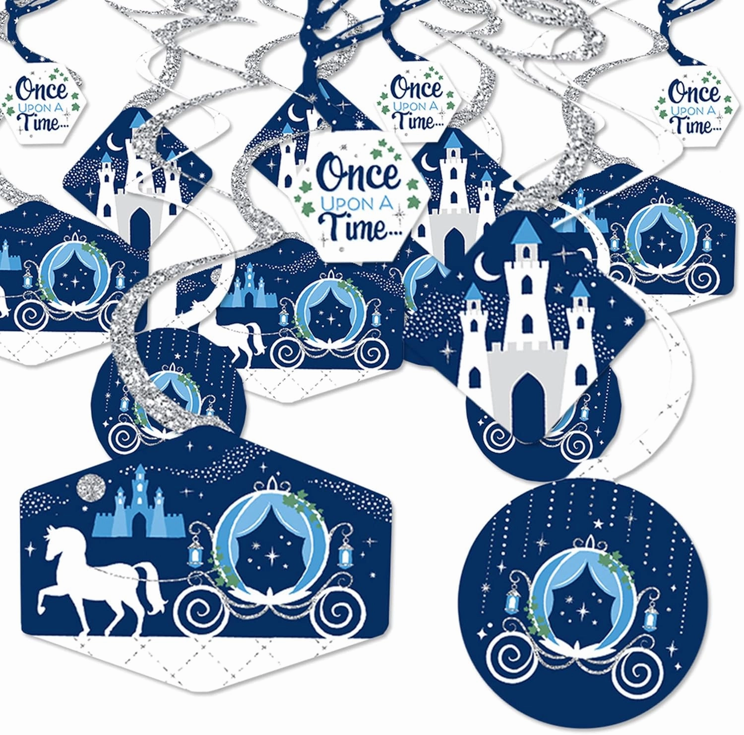 Big Dot of Happiness Fairy Tale Fantasy - Royal Prince and Princess Party Hanging Decor - Party Decoration Swirls - Set of 40