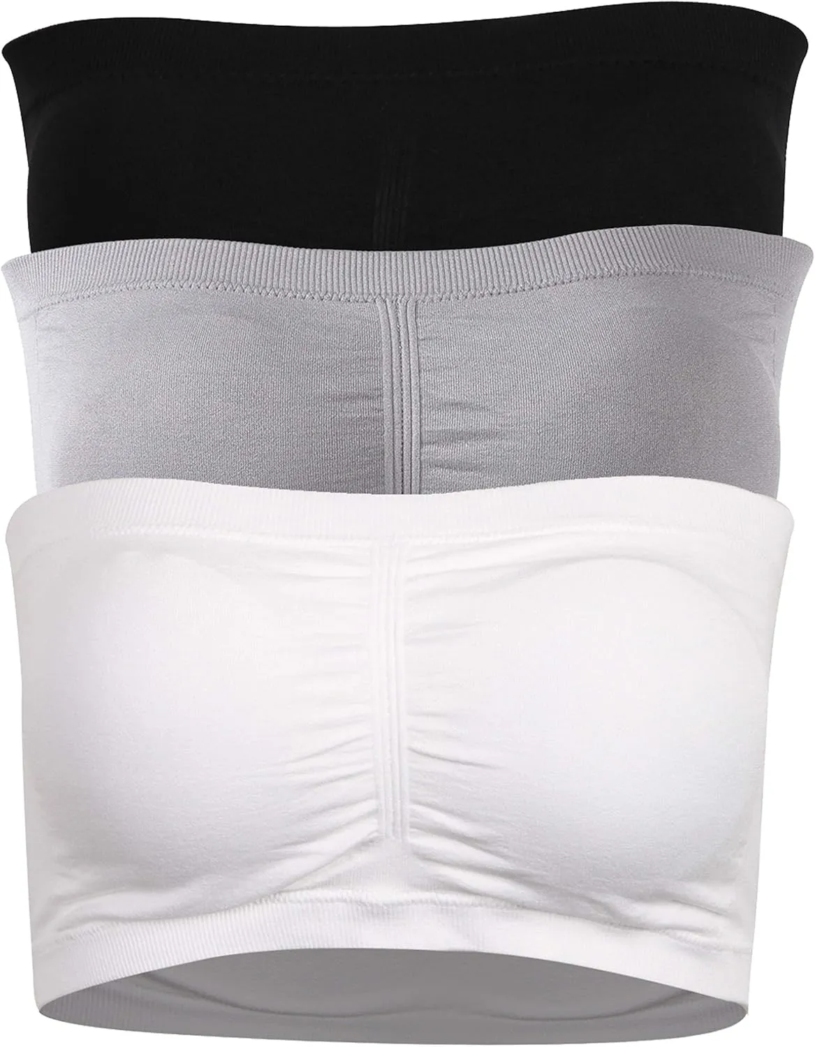 BINACL Women's Bandeau Bralette, Summer Strapless Removable Padded Seamless Basic Layer Tube Top Bra 2/3 Packs