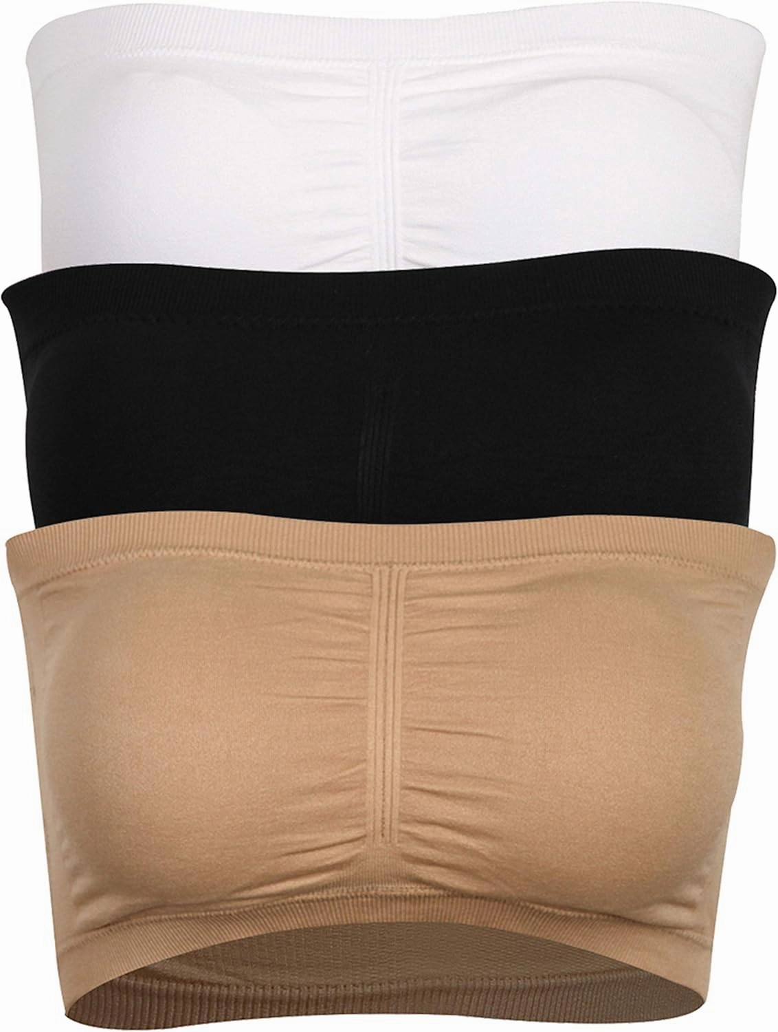 BINACL Women's Bandeau Bralette, Summer Strapless Removable Padded Seamless Basic Layer Tube Top Bra 2/3 Packs