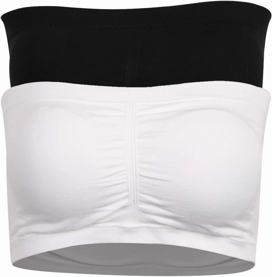 BINACL Women's Bandeau Bralette, Summer Strapless Removable Padded Seamless Basic Layer Tube Top Bra 2/3 Packs