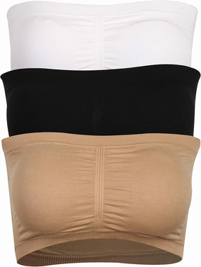 BINACL Women's Bandeau Bralette, Summer Strapless Removable Padded Seamless Basic Layer Tube Top Bra 2/3 Packs
