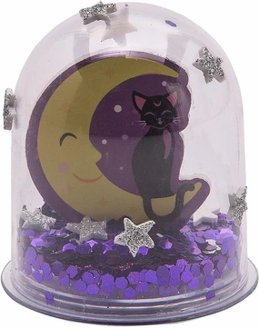 Black Cat & Crescent Moon Halloween Glitter Plastic Snow Globe Craft Kits (2.25 x 2.5") 12 Sets - Perfect DIY Halloween Decor