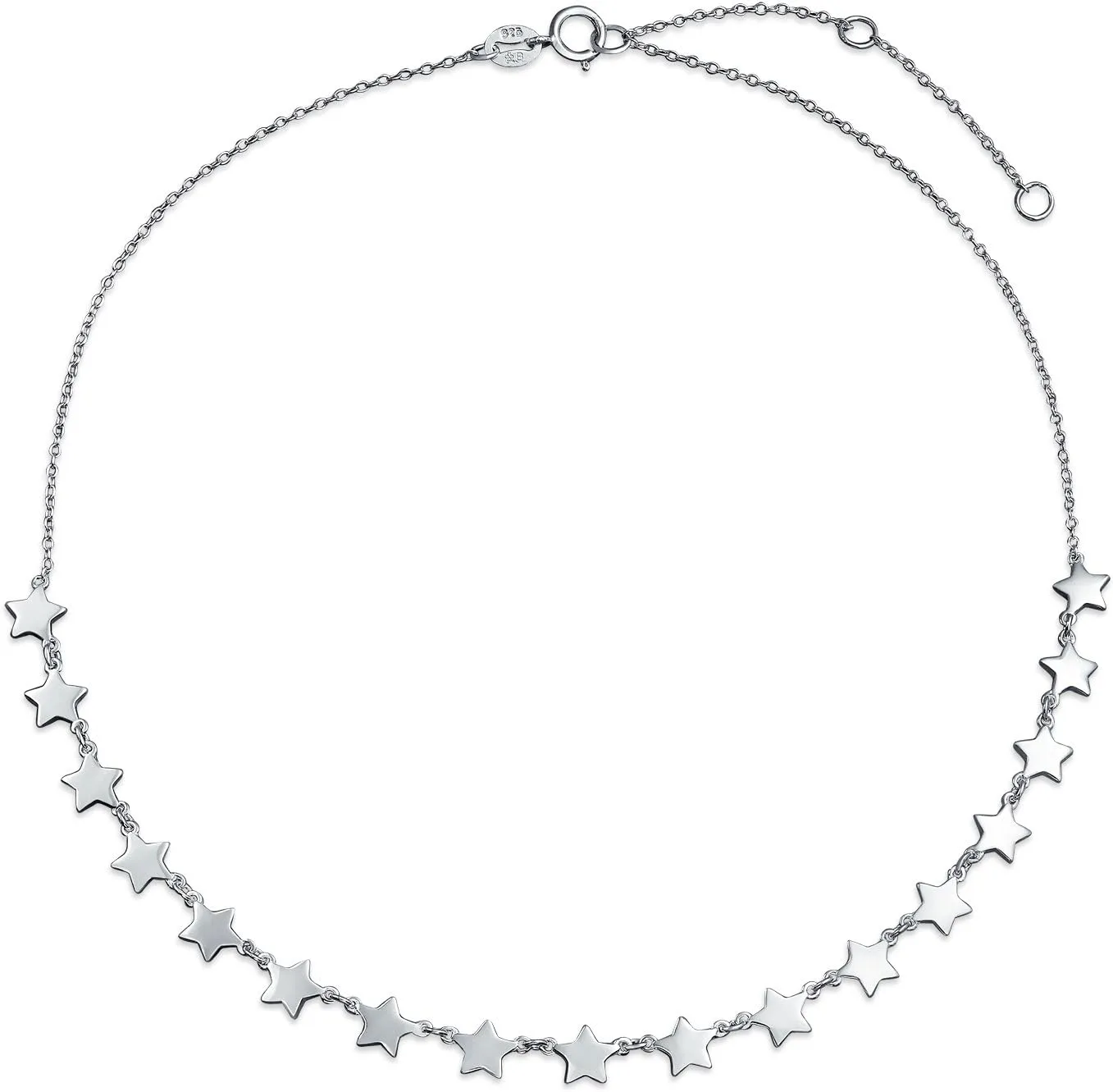 Bling Jewelry Name Plated Bar Sideways Horizontal Patriotic USA American Rock Star Choker Station Necklace For Women Teen 14K Gold Plated .925 Sterling Silver