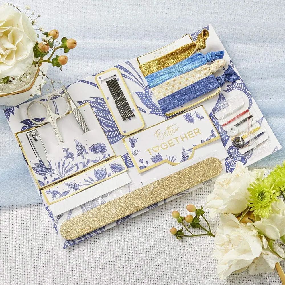 Blue Willow Wedding Survival Kits - Set of 6 - Emergency Kit, Engagement Supply Makeup Bag for Bride, Perfect Bride Gift, Bridesmaid Presents, Wedding & Bachelorette Party Favors by Kate Aspen