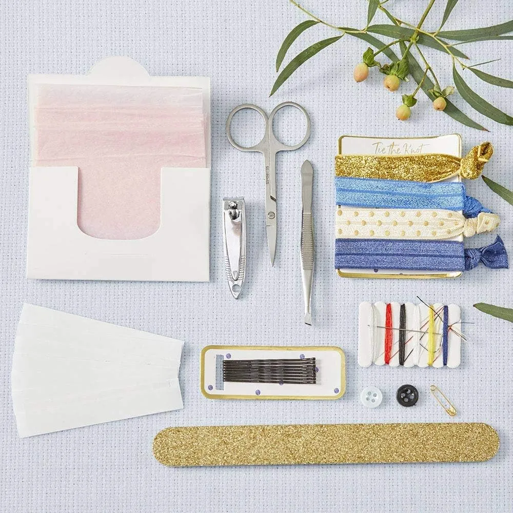 Blue Willow Wedding Survival Kits - Set of 6 - Emergency Kit, Engagement Supply Makeup Bag for Bride, Perfect Bride Gift, Bridesmaid Presents, Wedding & Bachelorette Party Favors by Kate Aspen