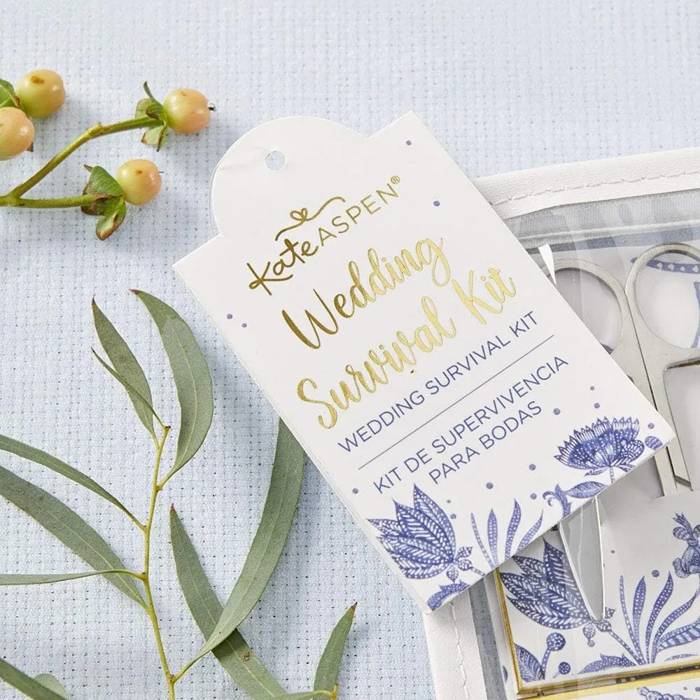 Blue Willow Wedding Survival Kits - Set of 6 - Emergency Kit, Engagement Supply Makeup Bag for Bride, Perfect Bride Gift, Bridesmaid Presents, Wedding & Bachelorette Party Favors by Kate Aspen