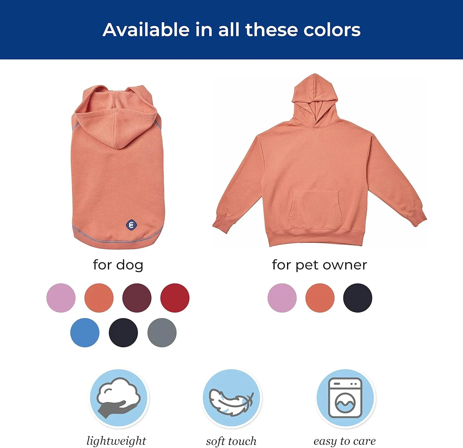 Blueberry Pet Hoodie 14", Sweatshirt With Cozy Soft French Terry, Coral Award-Winning Clothes for Small Dogs, Jersey for Chilly Season